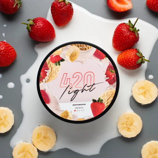 Тютюн 420 Light Banana Strawberry Ice Cream (Бананово-Полуничне Морозиво) 40 гр